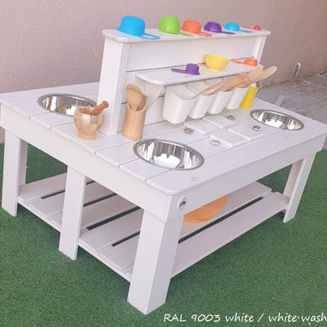 Hand built wooden mud kitchen/ gardening bench