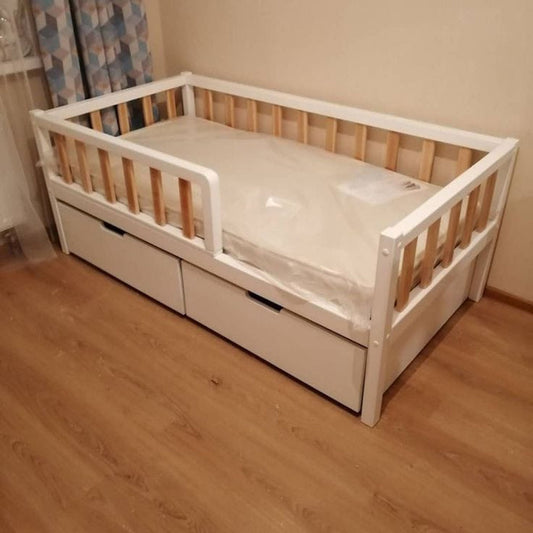 Wooden bed with 2 storage drawers or 1 large storage drawer/ underbed